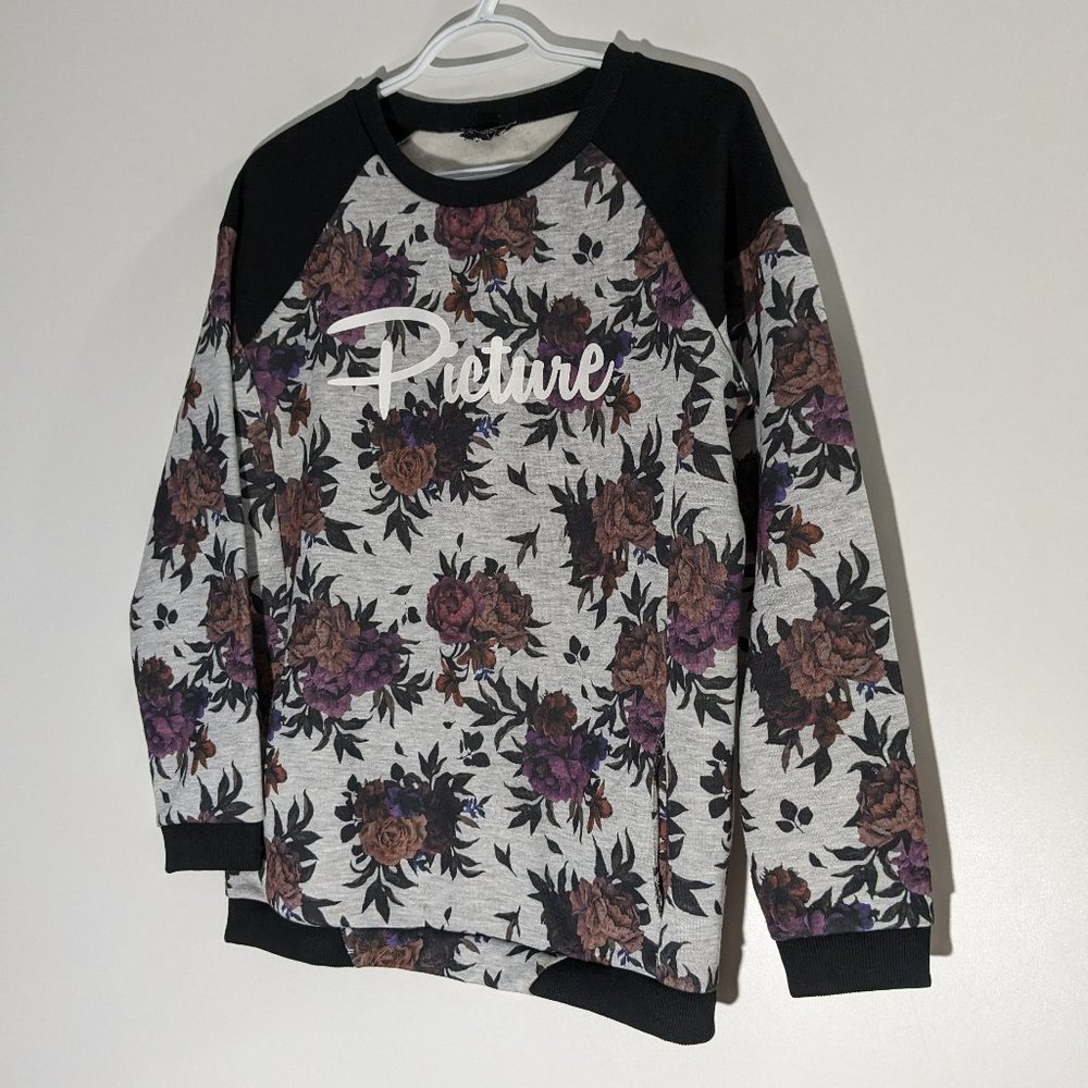 *3/$10* Picture Lukachukai Floral Sweatshirt Grey Black Pink Size Large